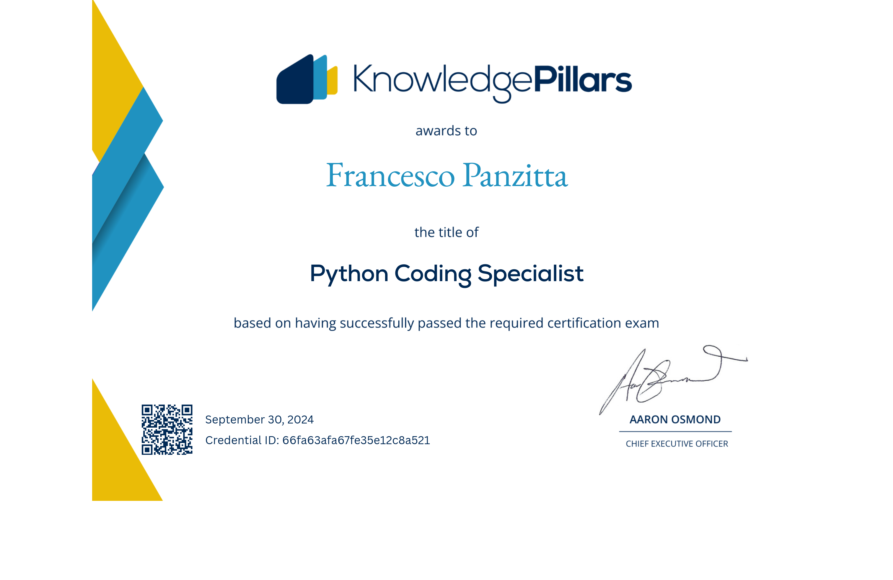 Python Coding Specialist - Francesco Panzitta