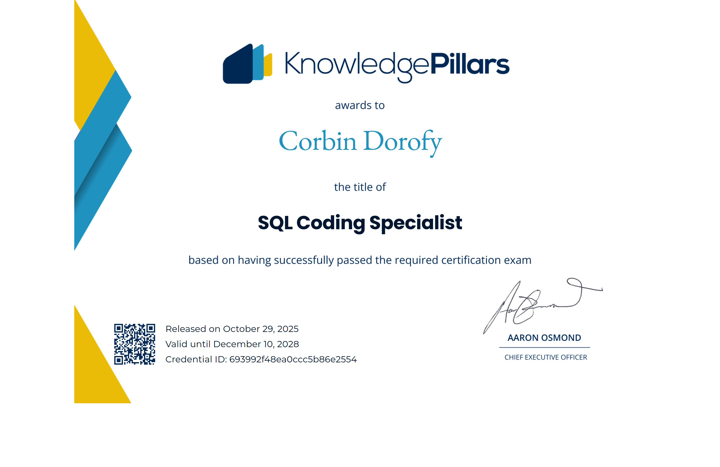 SQL Coding Specialist - Corbin Dorofy