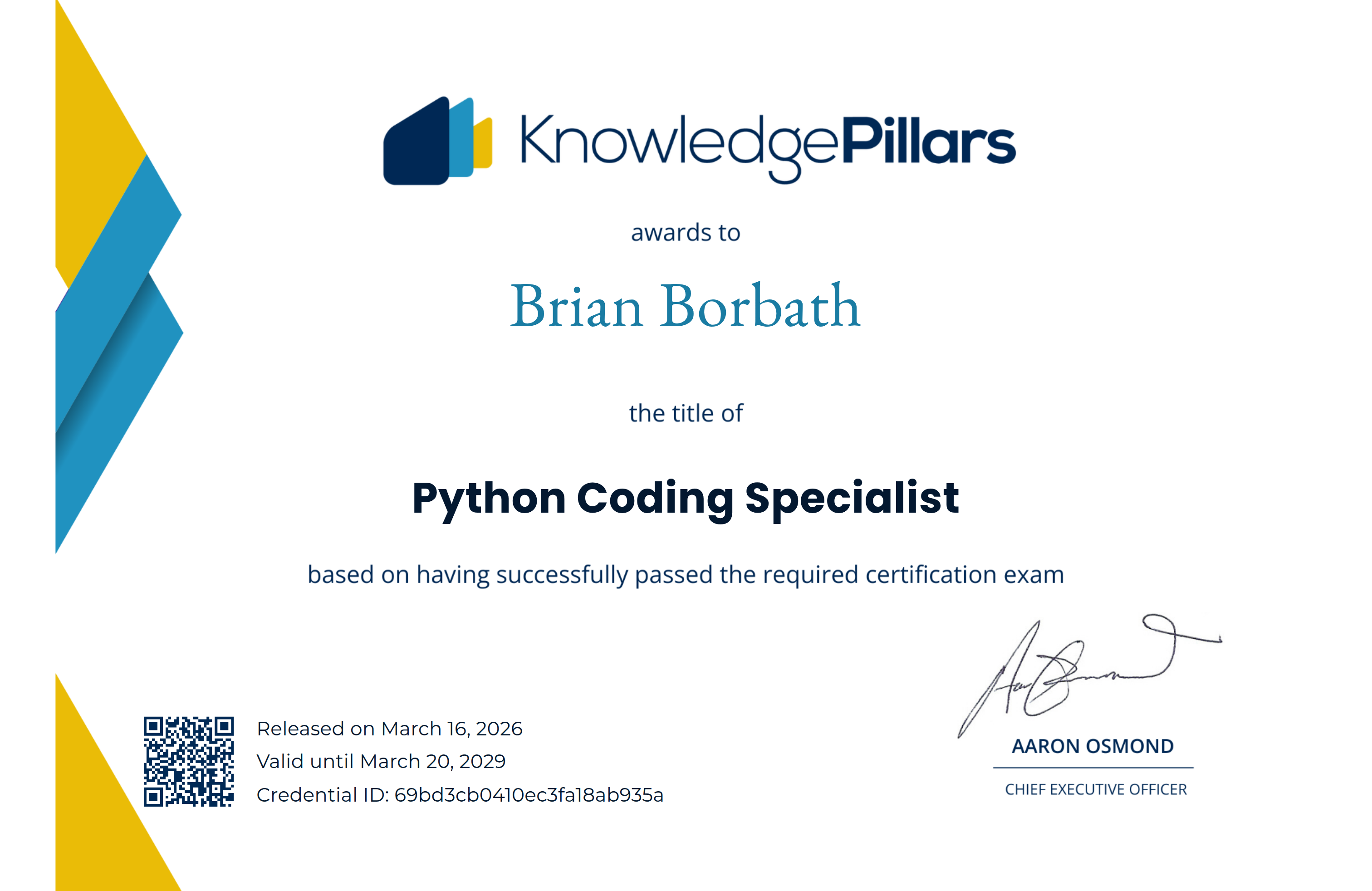 Python Coding Specialist - Brian Borbath