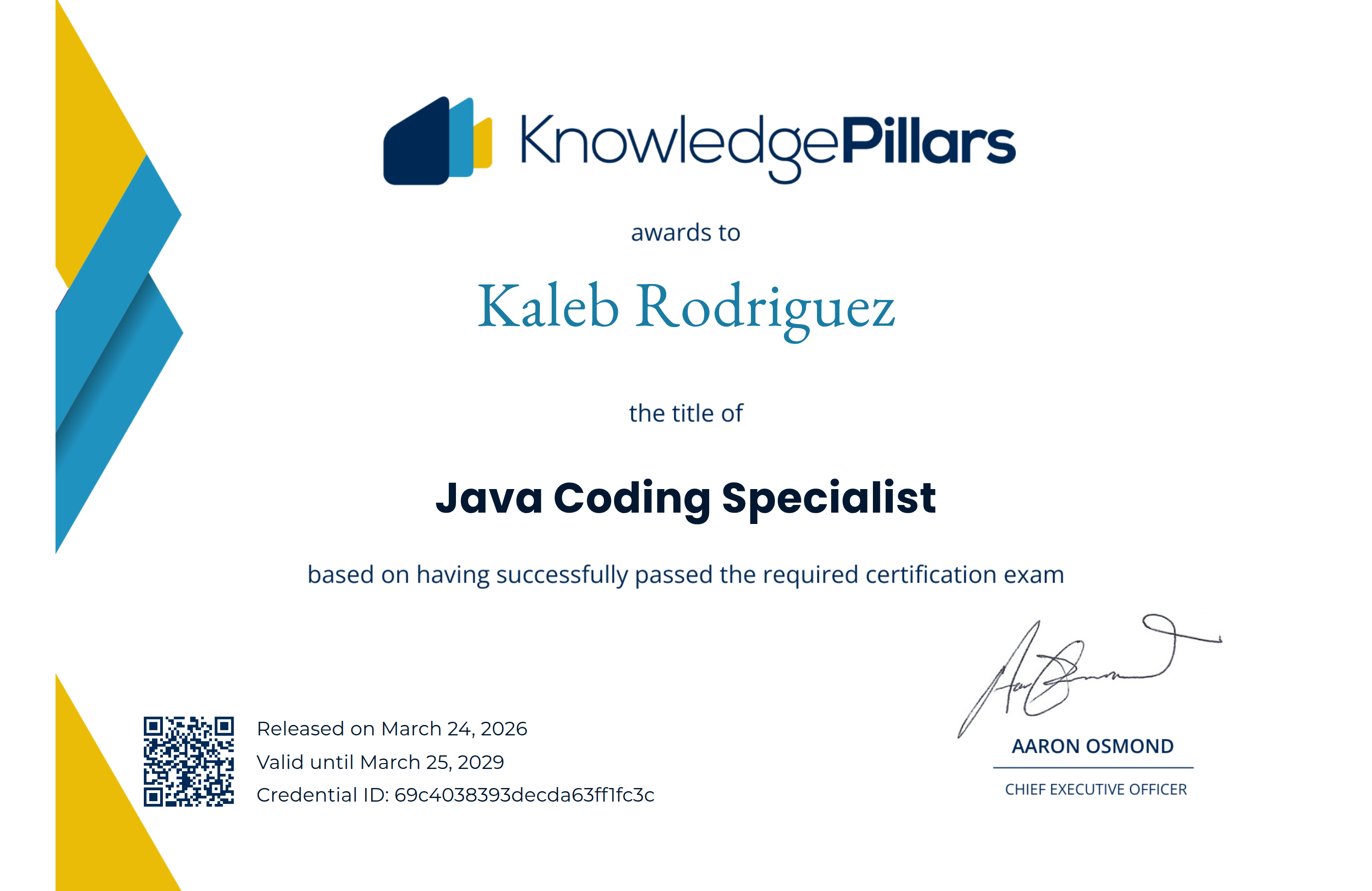 Java Coding Specialist - Kaleb Rodriguez