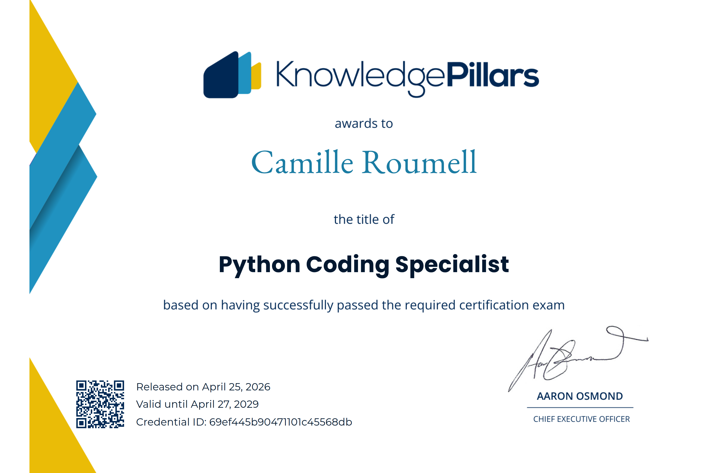 Python Coding Specialist - Camille Roumell